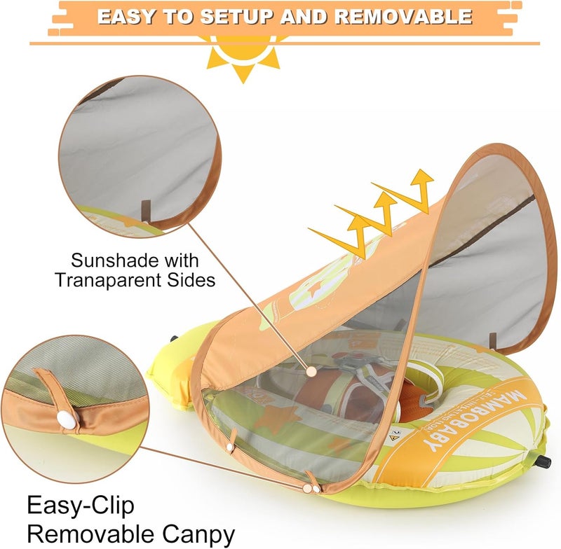 MAMBOBABYFLOAT Mambobaby Float Deluxe Baby Pool Float: Safe & Comfortable Swim Trainer for Infants & Toddlers, Non-Inflatable Design, UV Protection Canopy, Fun Water Experience for Ages 3-24 Months - Image 3